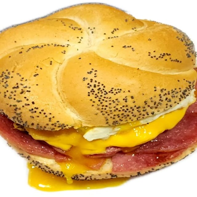 Taylor Ham and 2 Eggs on a Round Roll.