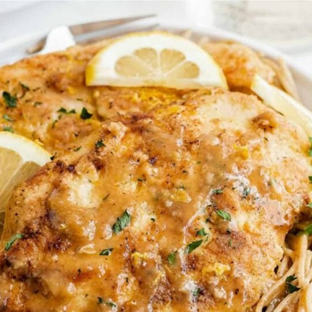 Chicken Francese with Pasta.